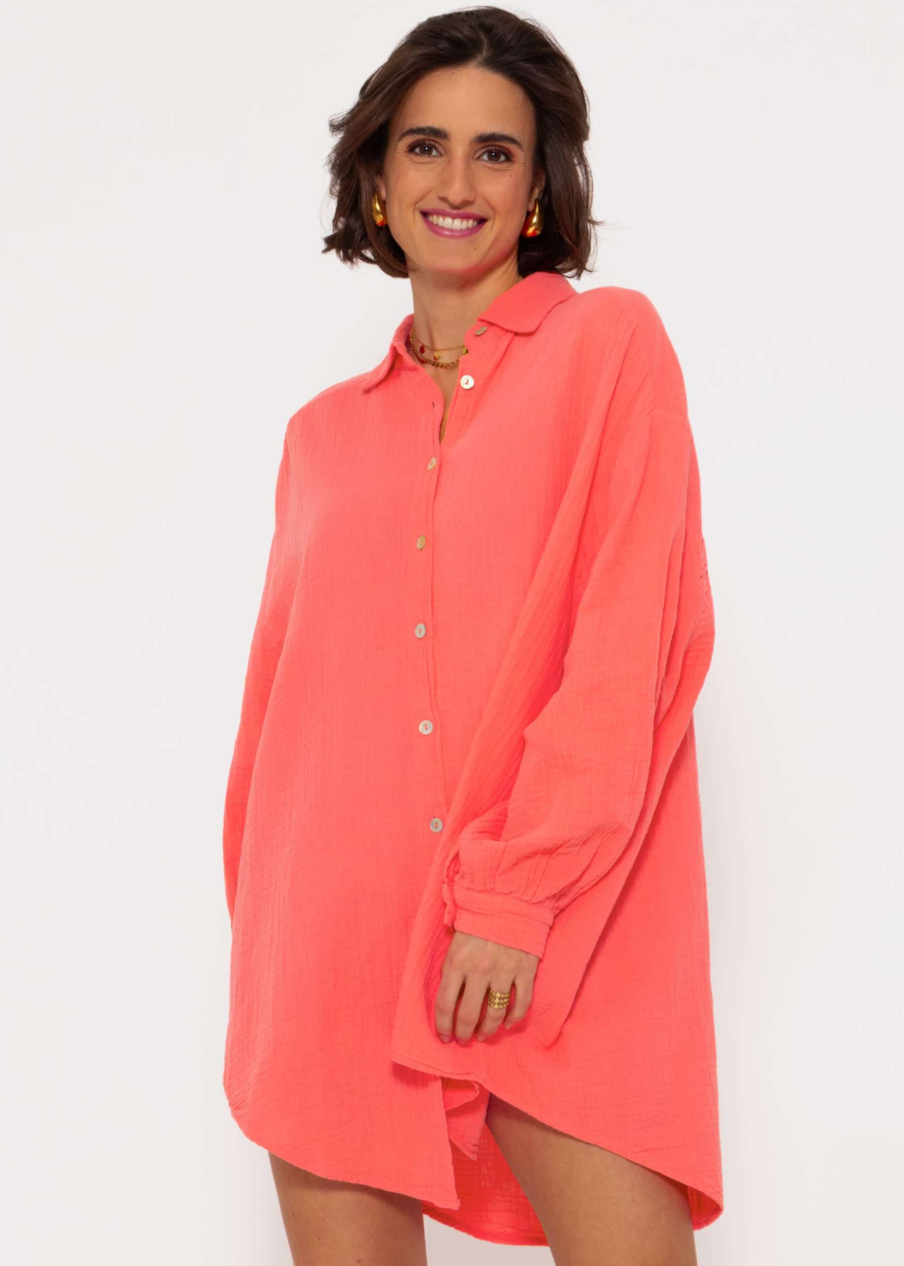 Musselin Bluse oversize, koralle