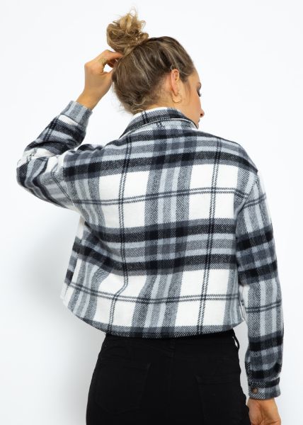 Cropped Jacke, kariert - schwarz-weiß-grau