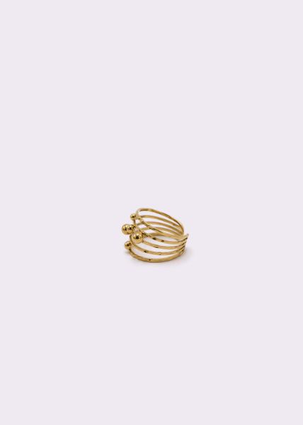 Feingliedriger Ring mit zarten Kugeln, gold