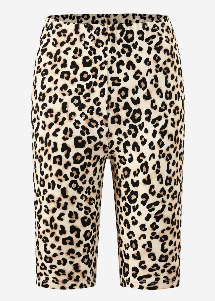 Sport Radler Hose mit Leo-Print - beige