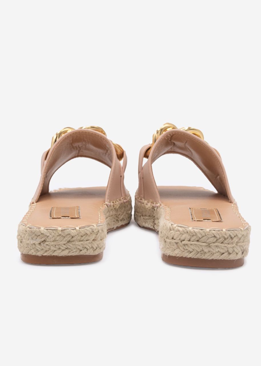 Espadrilles-Slider mit Kette - rosa