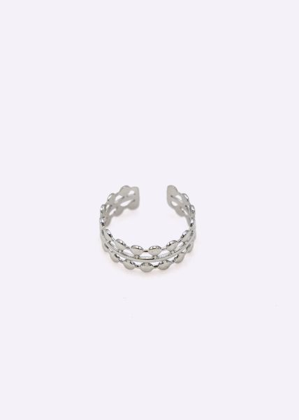 Filigraner Ring mit 3 Stegen, silber