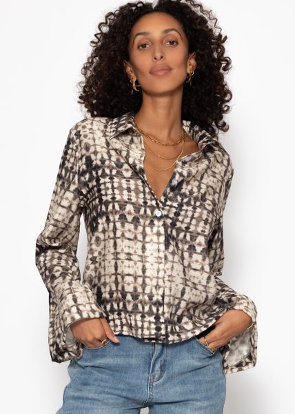 Viskose Bluse mit Print - taupe