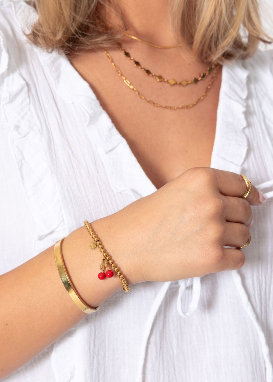 Armband mit Kirschanhänger - gold