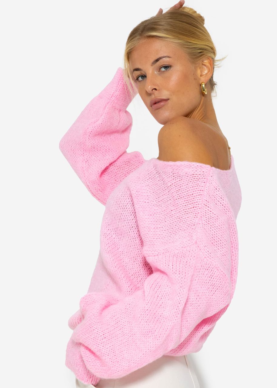 Pullover mit V-Ausschnitt - rosa