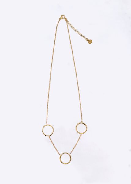 Halskette mit 3 Kreisen, gold