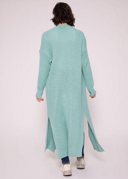 Maxi Cardigan mit hohen Schlitzen, türkis