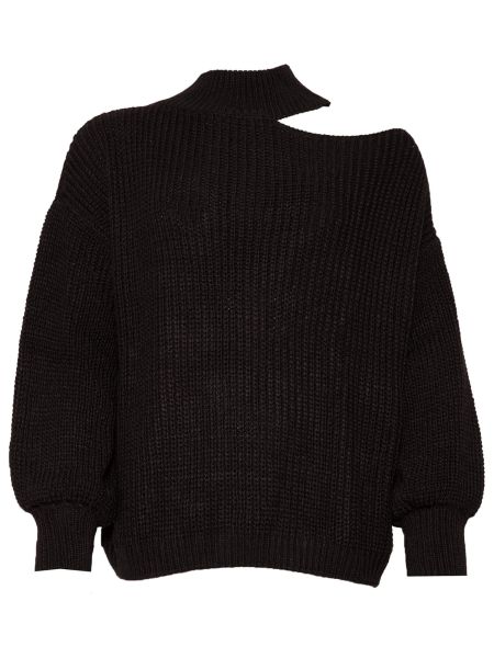 Oversize Cut-Out Pullover - schwarz