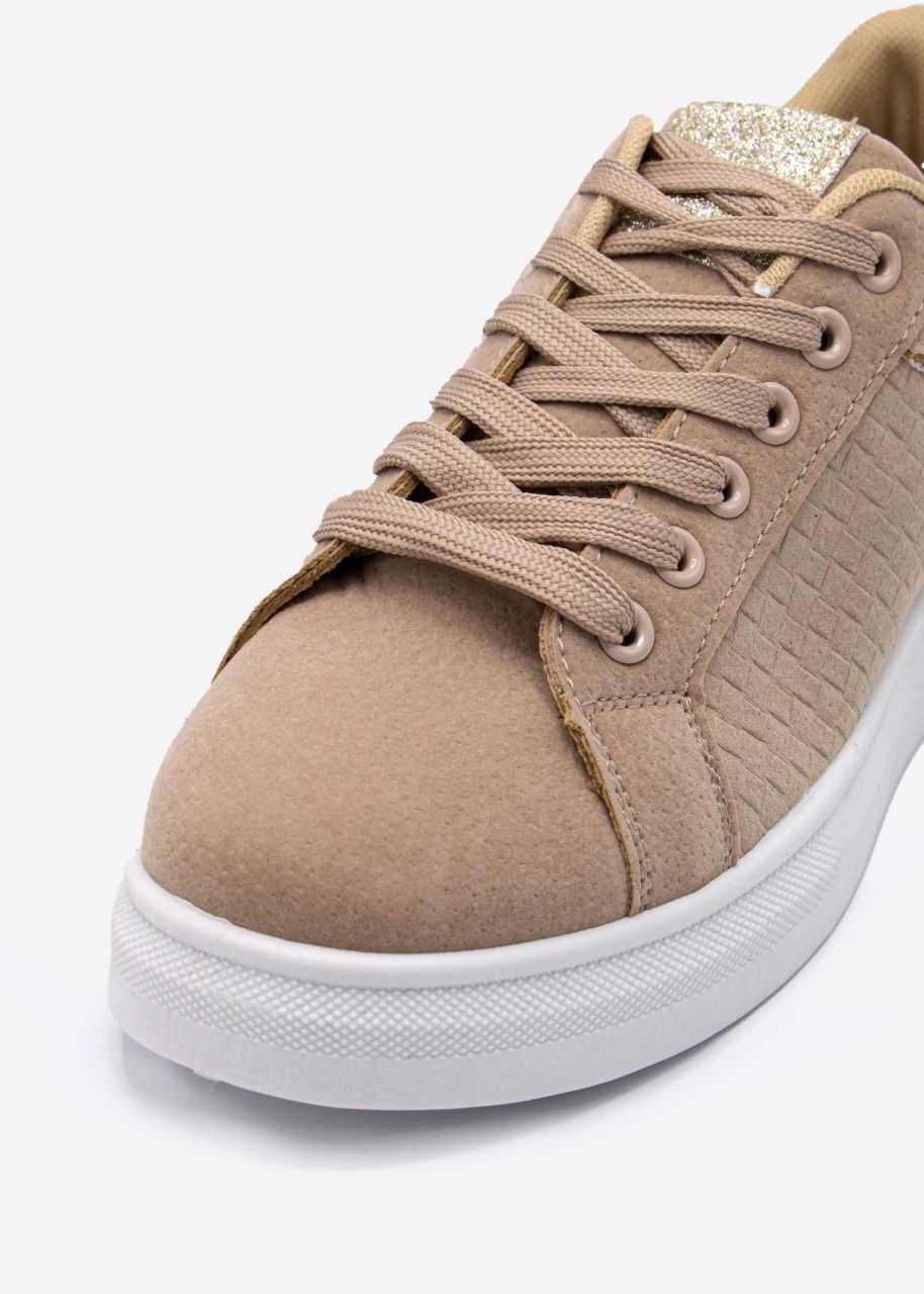 Sneaker mit Prägung, beige