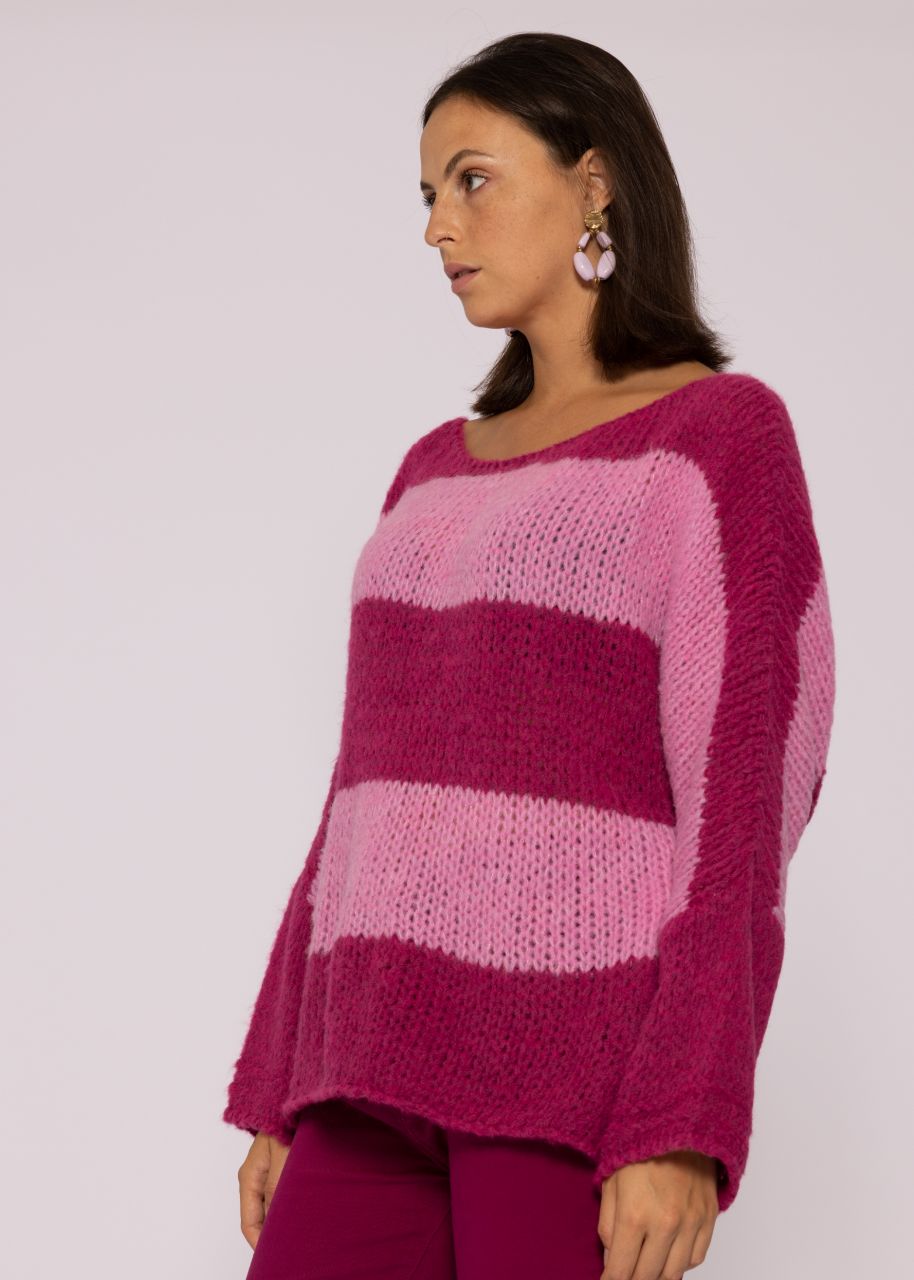 Locker gestrickter oversize Pullover, pink/rosa