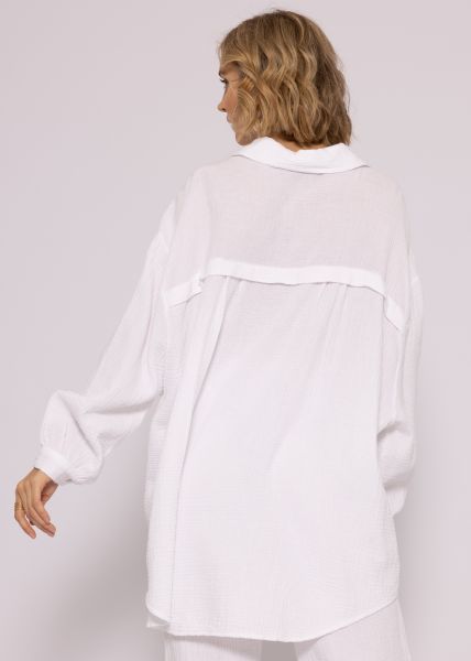 Ultra oversize Blusenhemd, weiß