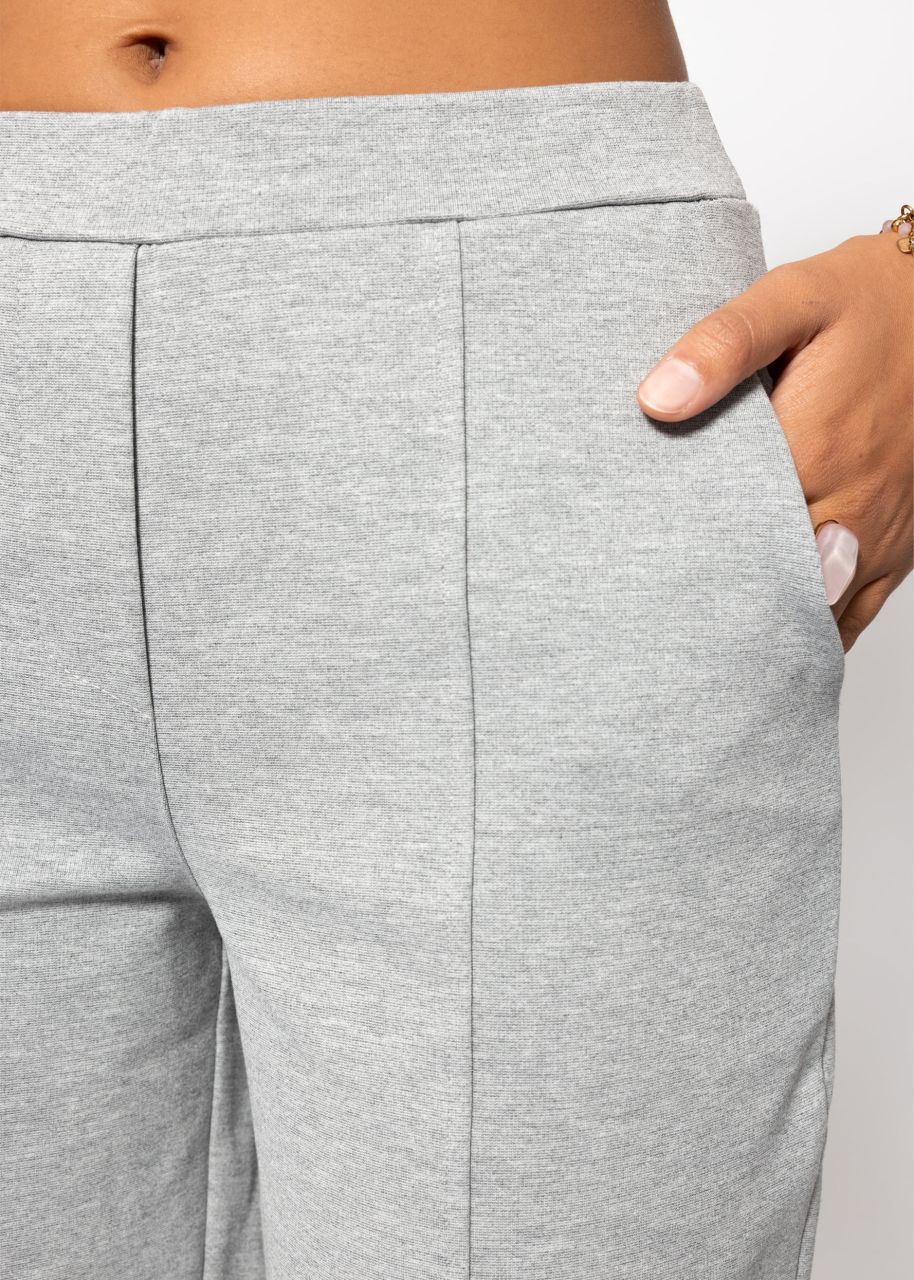 Jersey Chinos mit Ziernaht - hellgrau