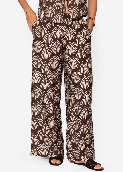 Schlupfhose mit Muschel-Print - braun