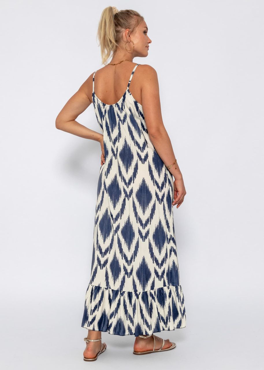 Maxi Kleid mit Print - offwhite-blau