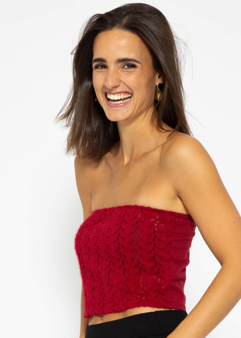 Bandeau Top in extravaganter Spitze - dunkelrot