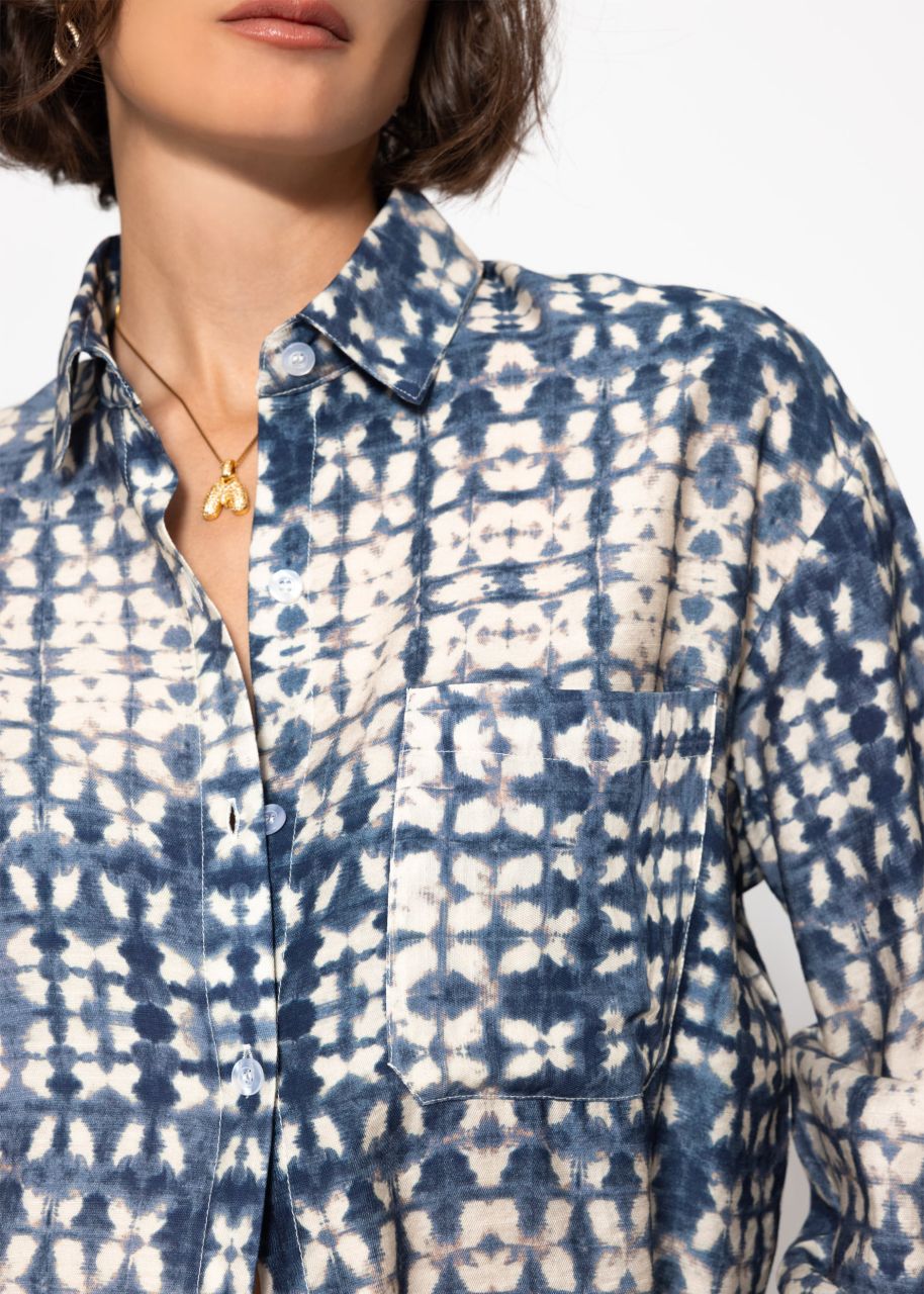 Bluse mit Print - blau