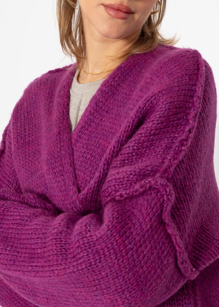 Lässiger Cardigan mit Außennähten - violett