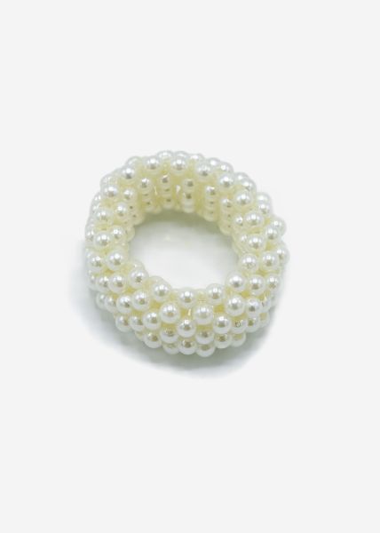Perlen-Scrunchie - offwhite