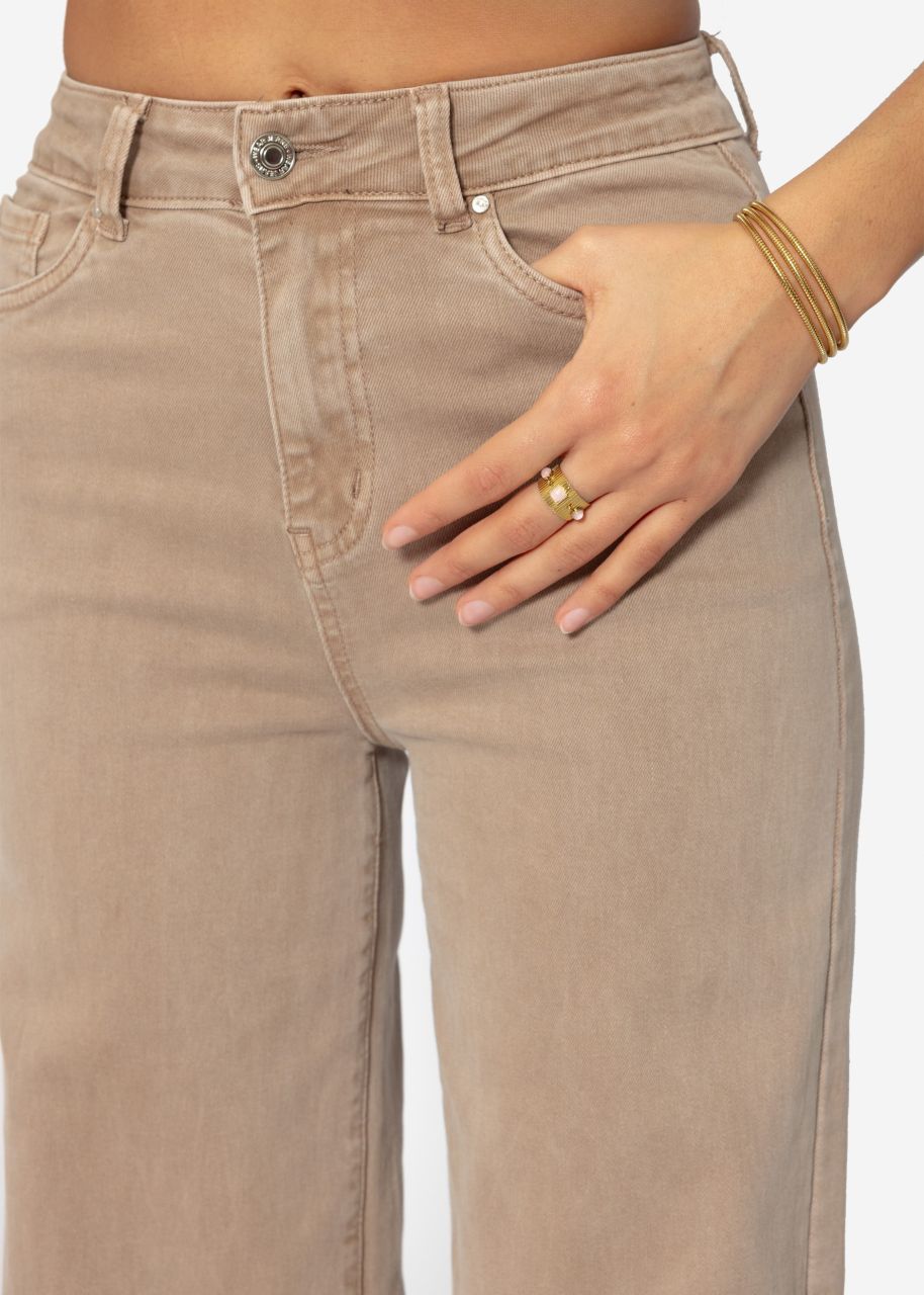 Jeans mit weitem Bein - taupe