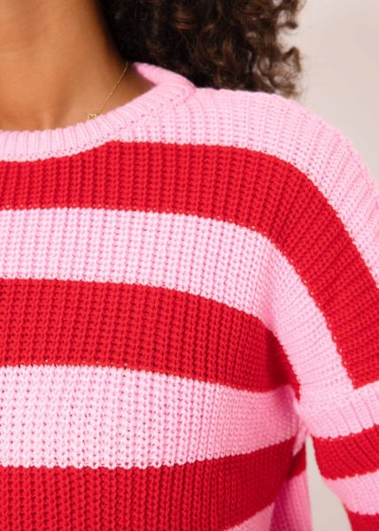 Gestreifter Pullover mit weiten Ärmel, rosa/rot