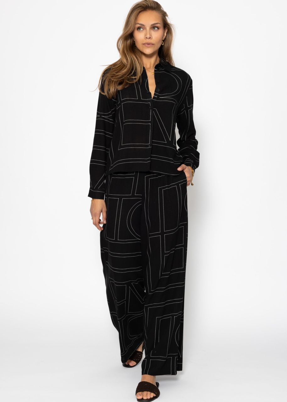 Schlupfhose mit Print - schwarz