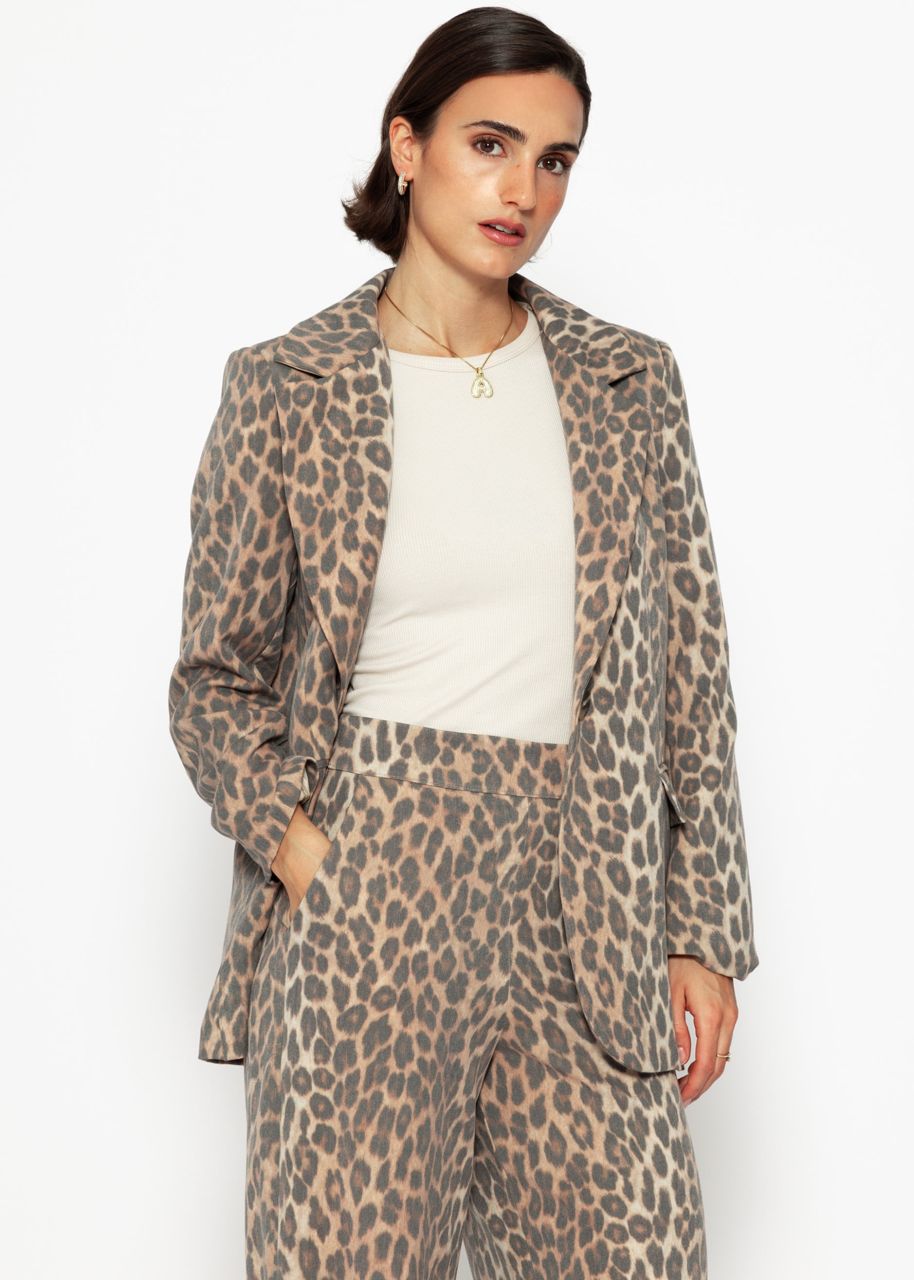 Blazer mit Leo-Print - braun