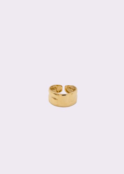 Breiter Ring mit Struktur, gold