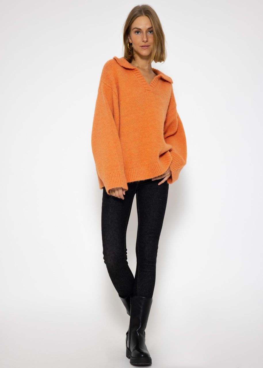 Oversize Pullover mit Kragen - apricot