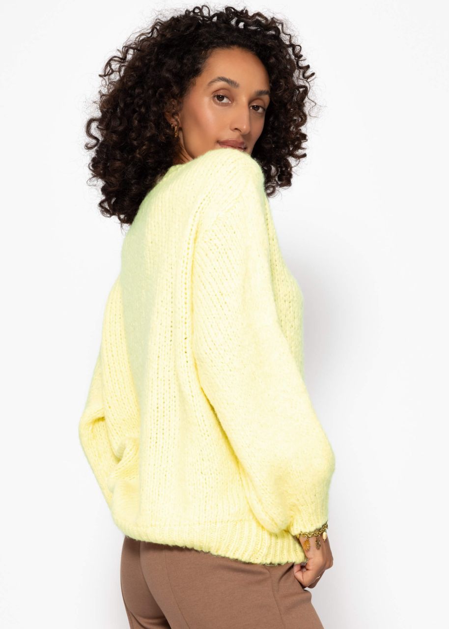 Oversize Pullover mit Rundhals-Ausschnitt - gelb
