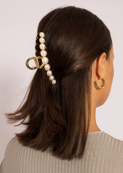 Perlen-Haarklammer, gold