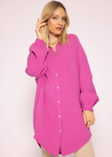 Musselin Bluse oversize, orchidee
