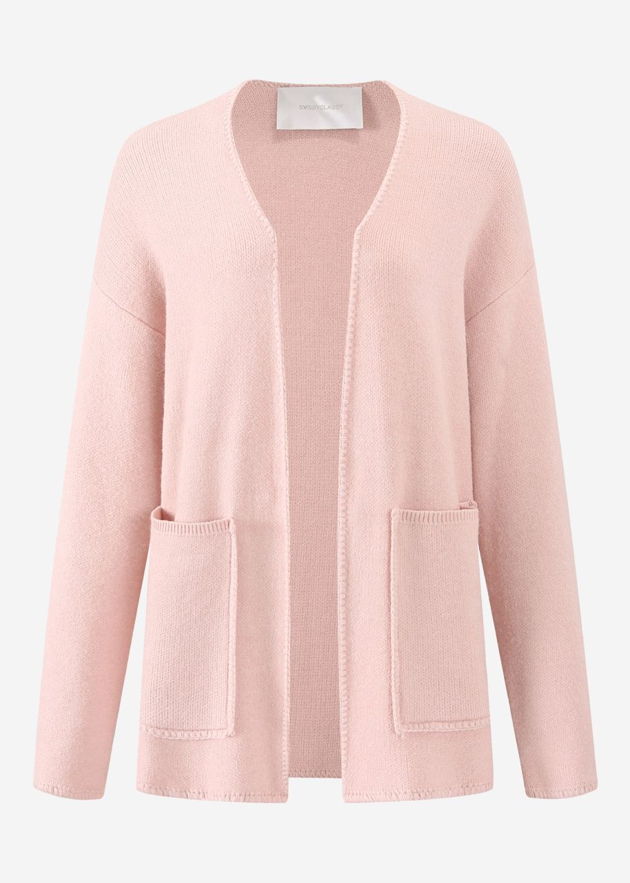 Offener Cardigan mit aufgesetzten Taschen - rosa