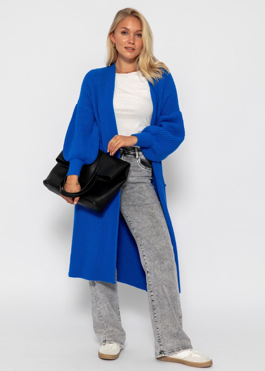 Langer super soft Cardigan mit Taschen - royalblau