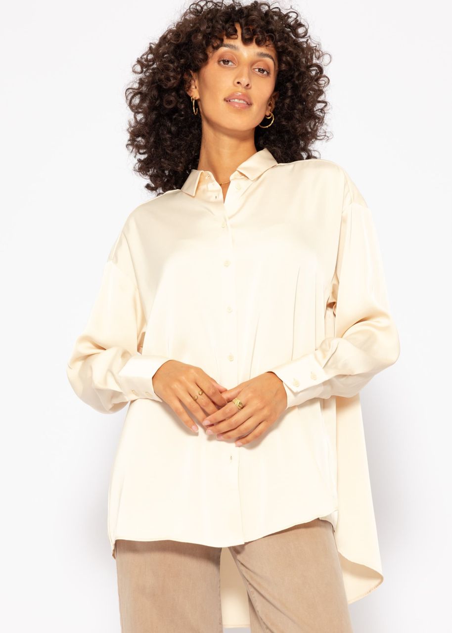 Oversize Satinbluse - beige