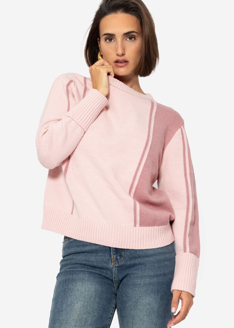 Pullover im Streifen-Design - rosa