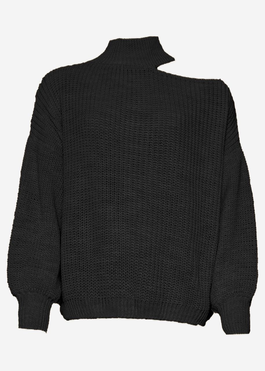 Oversize Cut-Out Pullover - schwarz