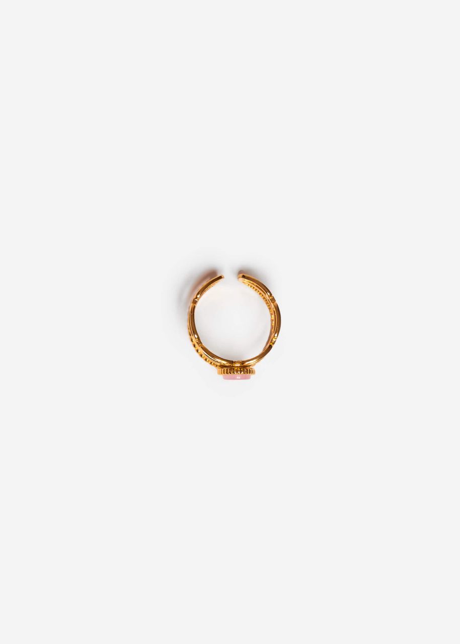 Dreigliedriger Ring mit rosa Schmuckstein - gold