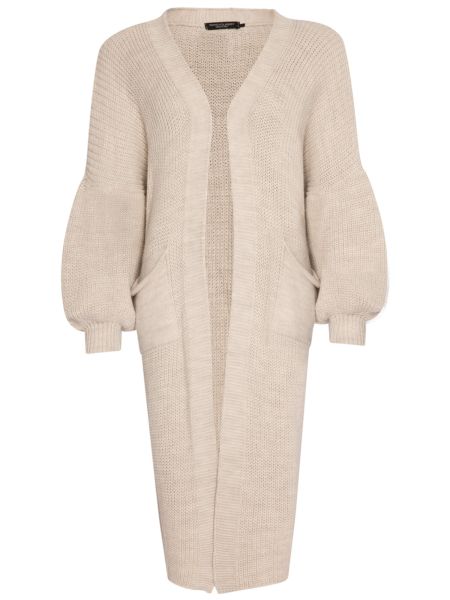 Maxi Cardigan mit Taschen, beige