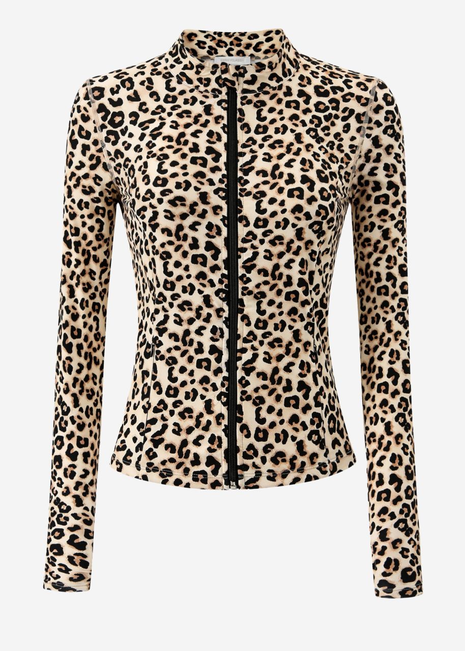 Sportjacke mit Leo-Print - beige