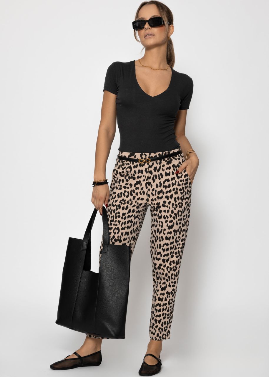 Jersey Chinos in Leo-Print - beige