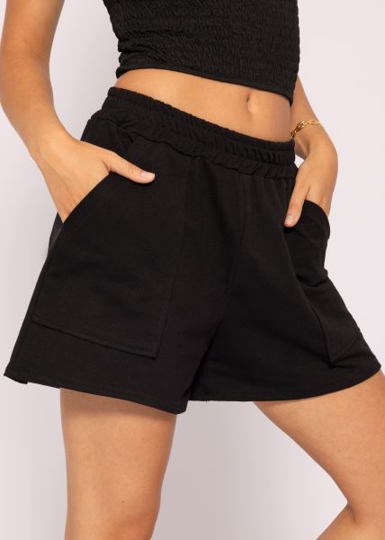 Jersey Shorts mit Taschen, schwarz