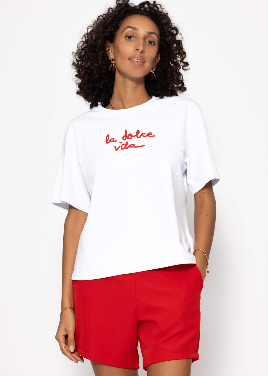 T-Shirt mit LA DOLCE VITA Print - weiß