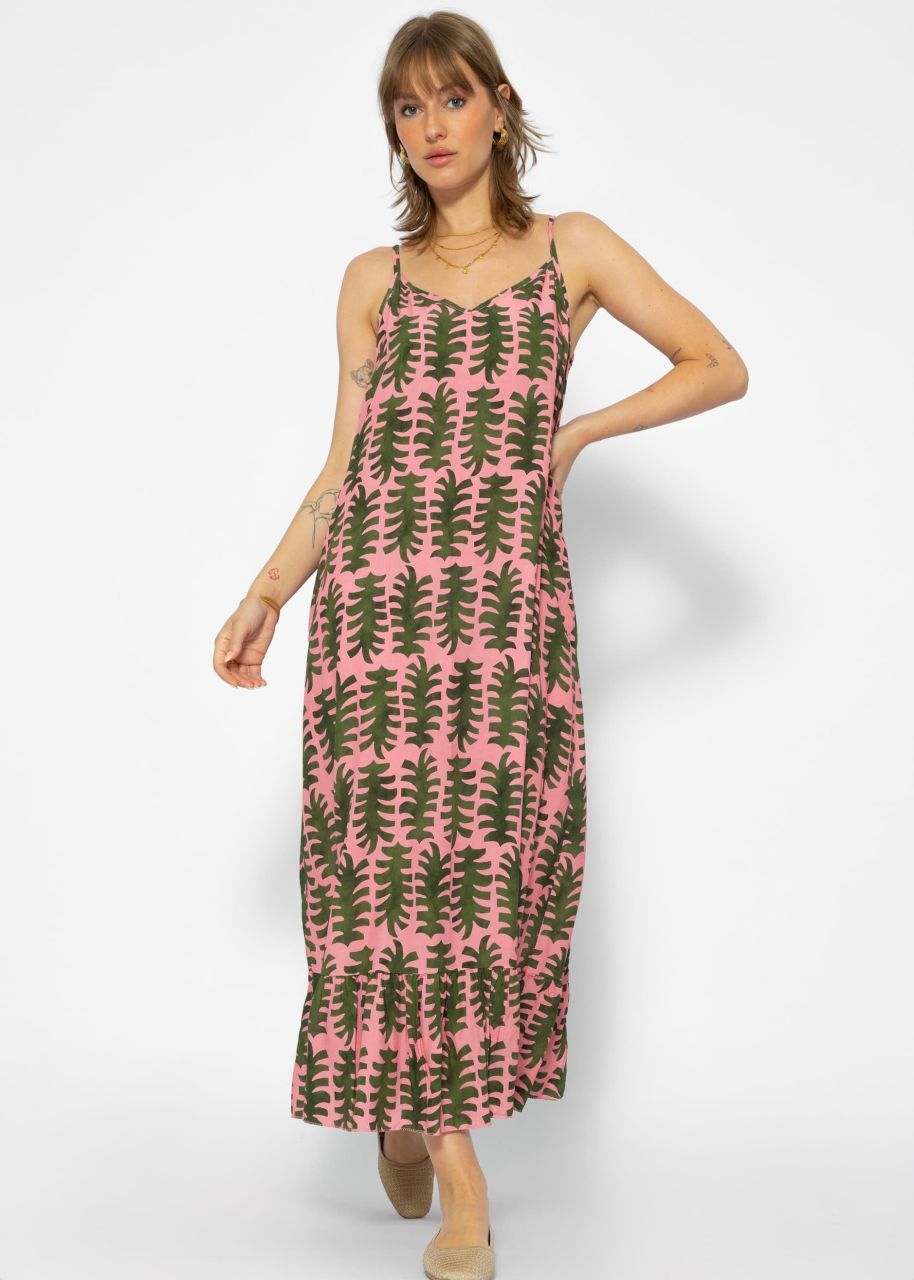 Maxi Kleid mit Print - rosa