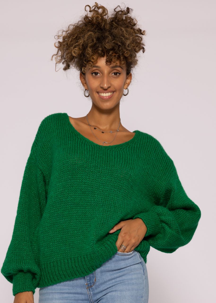 Pullover mit V-Ausschnitt, grün