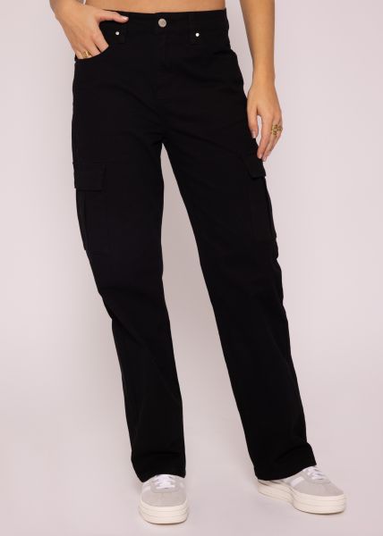 Low Waist Cargo Pants, schwarz