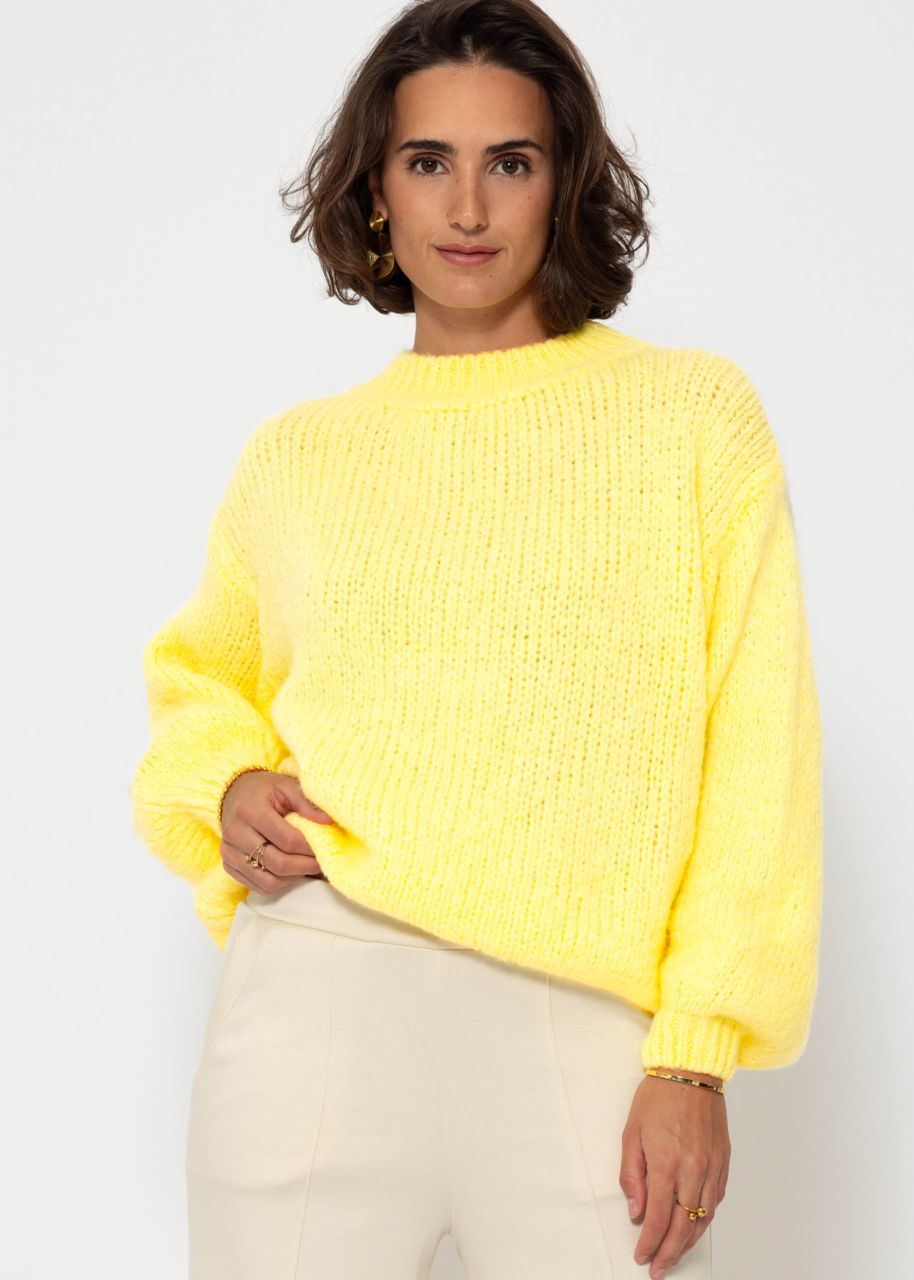 Oversize Pullover mit Rundhals-Ausschnitt - gelb