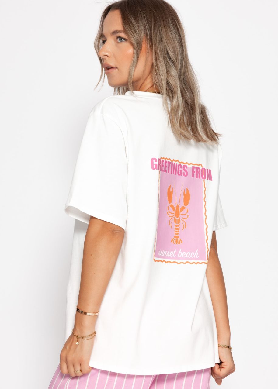 Oversize T-Shirt mit Print - weiß