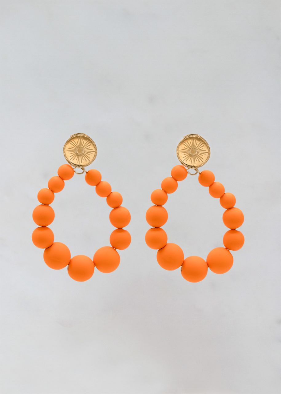 Ohrstecker mit orange Perlen, gold