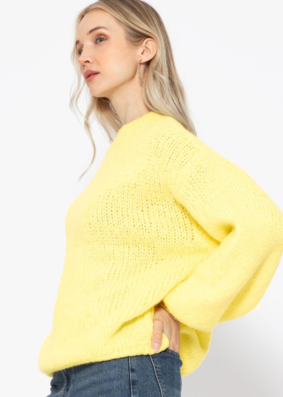 Oversize Pullover mit Rundhals-Ausschnitt - vanillegelb