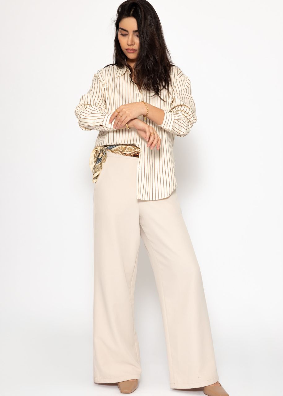 Gestreifte Hemdbluse - beige